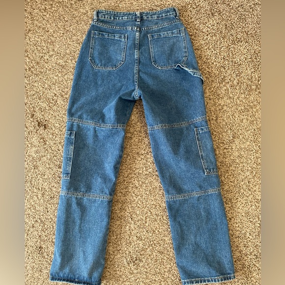 Shein Jeans Womens Size Medium Blue Straight Wide Leg Outdoors Cargo Utility - Picture 8 of 14